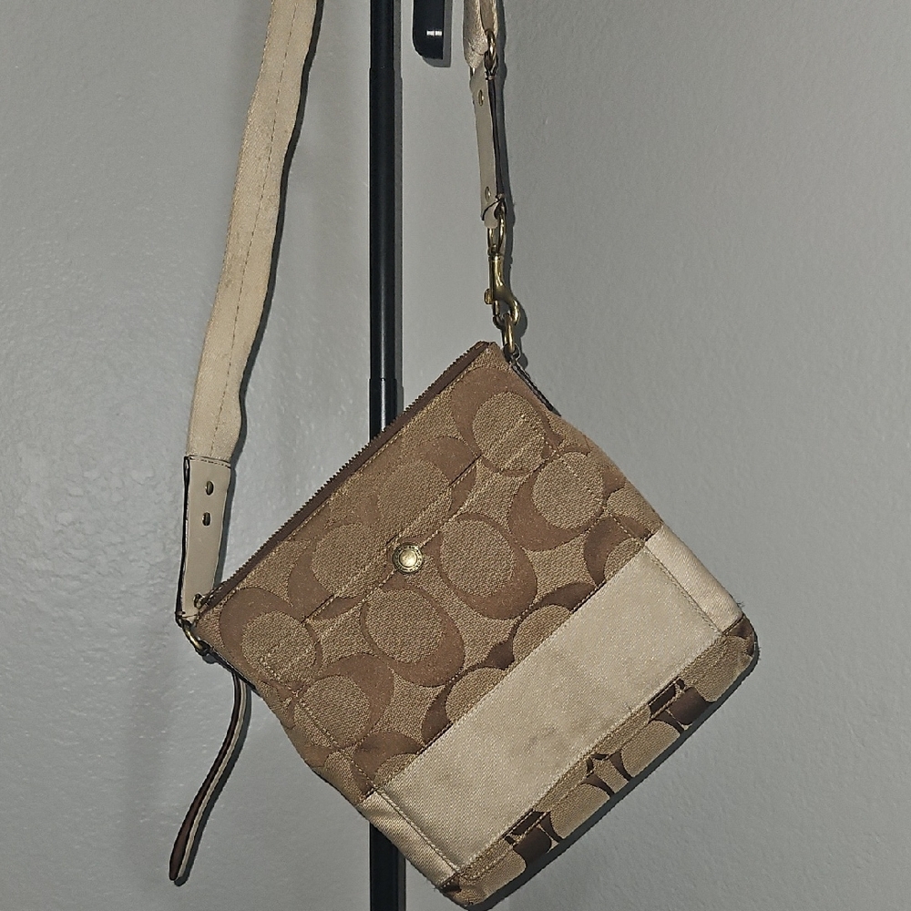 Coach Brown and Cream Crossbody Bag